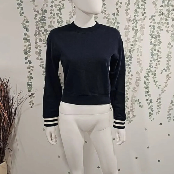 All Saints Cropped Navy Sweatshirt - Picture 2 of 10